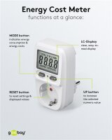 Digitales Energiekostenmessgerät / Stromzähler - weiß/grau IP20 Pb