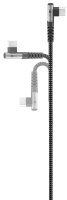 USB-C™-auf-USB-C™-Textilkabel mit Metallsteckern (spacegrau/silber), 90°, 2 m