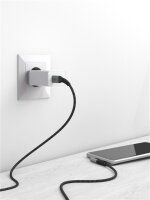 USB-C™-auf-USB-C™-Textilkabel mit Metallsteckern (spacegrau/silber), 90°, 2 m