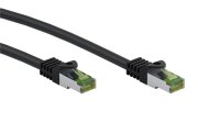 GHMT-zertifiziertes CAT 8.1 Patchkabel, S/FTP (PiMF), schwarz - 1 Meter - Kupferleiter, LSZH halogenfreier Kabelmantel