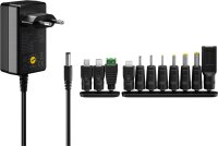 Universal-Netzteil 3 V - 12 V, max. 12 W inkl. 11 Adapter: 7 DC-Adapter plus USB-C™, USB-A, USB Mini-B, Micro-USB und Schraubklemmenanschluss
