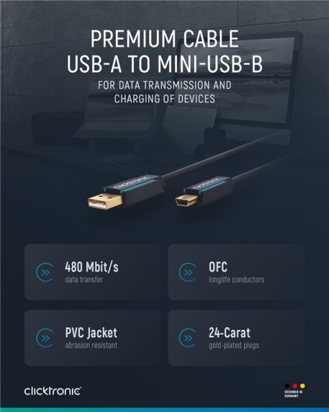 USB-A-auf-USB-Mini-B 2.0 Adapterkabel