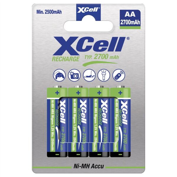 XCell - X2700AA - Mignon AA - 1,2 Volt 2700mAh Ni-MH - 4er Blister