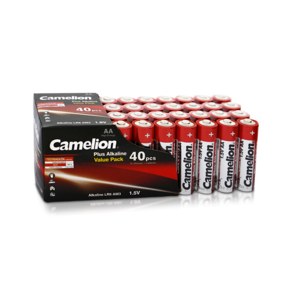 Camelion - Plus Alkaline - AA / Mignon / LR6 - 1,5 Volt 2700mAh AlMn - Vorratspack 40 Batterien