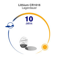 Camelion - CR1616 - 3 Volt 50mAh Lithium Knopfzelle 5er Blister - 16,0 x 1,6mm