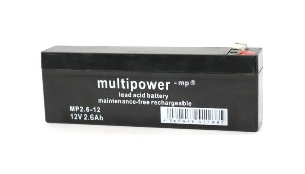 Multipower - MP2,6-12 - 12 Volt 2600mAh Pb - Blei-Akku AGM, Standard, Faston 4,8 mm