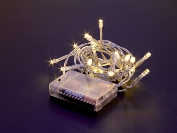 Mini-Tischleuchte LED - 2 m - 20 warmweiße Lampen - transparenter Draht - Modulator - Batterien werden nicht mitgeliefürt