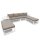 Lounge-Set - All-in-one - Weiß + Grau, 8 Personen Gartengarnitur mit Beistelltisch