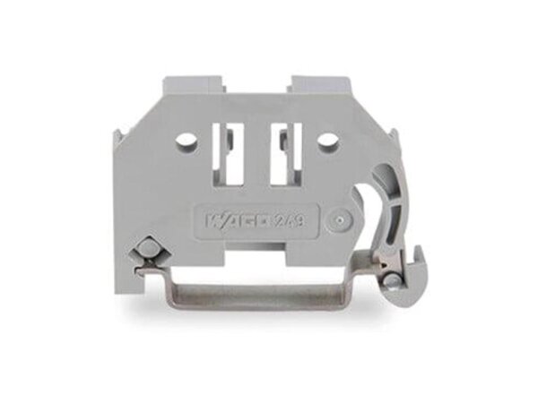 Schraubenloser Endanschlag 6 mm breit für DIN-Schiene 35 x 15 und 35 x 7,5, grau