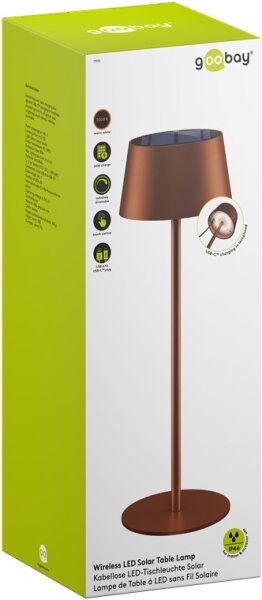 Kabellose LED-Tischleuchte Solar, Bronze