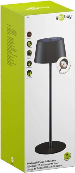 Kabellose LED-Tischleuchte Solar, schwarz