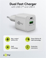 USB-C™ PD GaN Dual-Schnellladegerät Nano (20 W) weiß