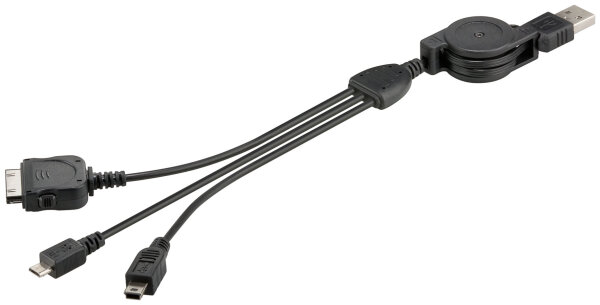 USB Datenkabel - 3 in 1 - Rolle / ausziehbar