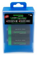 Patona Premium USB-C 2x LR14 Baby C Akkus Lithium 3450mWh 1.5V aufladbar mit 1 zu 2 USB-C Ladekabel