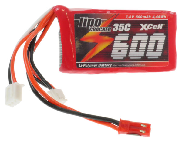 XCell - LiPo Cracker - 2S1P Akkupack - 7,4 Volt 600mAh Li-Polymer - 35C EHR/XH/BEC-Buchse