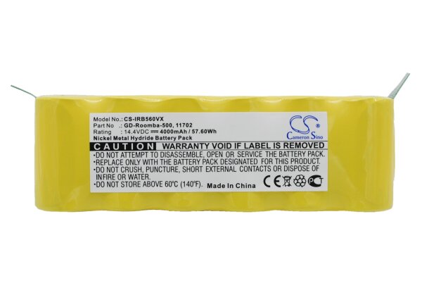 Ersatzakku - CS-IRB560VX - Klarstein Cleanmate / iRobot Roomba / Vileda 137173 - 14,4 Volt 4000mAh Ni-MH