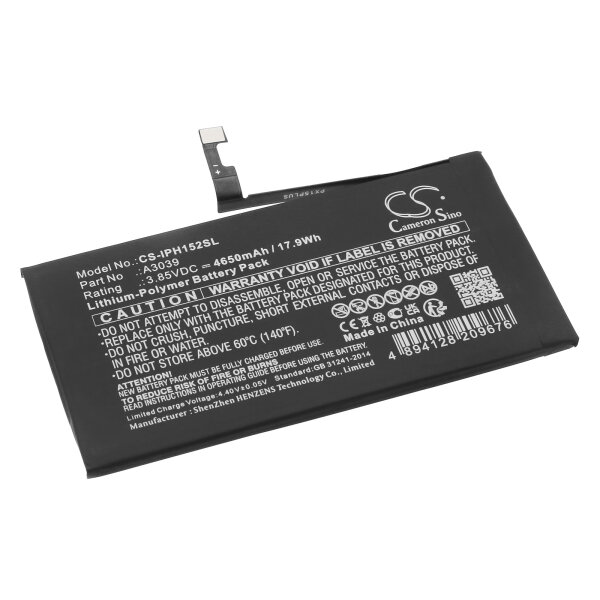 Ersatzakku - CS-IPH152SL - Apple iPhone 15 Plus / A3039 - 3,85 Volt 4650mAh Li-Polymer