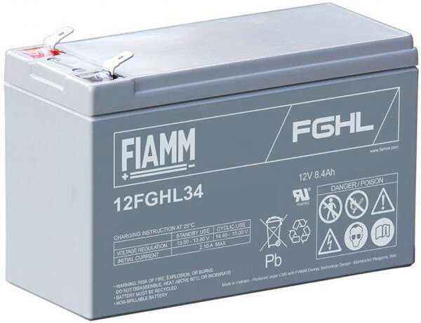 Fiamm - 12FGHL34 - 12 Volt 8400mAh Pb - Blei-Akku AGM, Hochstrom Longlife, Faston 6,3 mm