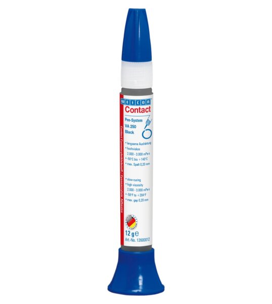 WEICON - Contact VA 250 Black Cyanacrylat-Klebstoff 12 g, Pen-System hochviskoser Sekundenkleber, gummigefüllt