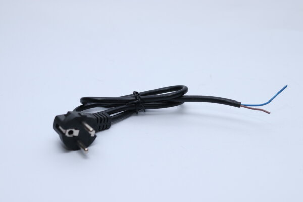 Netzkabel abgewinkelt zum Konfektionieren, 1 m, Schwarz - Netzstecker Hybrid 90° > lose Kabelenden - gebraucht / B-Ware
