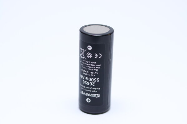 Keeppower - UH2655 / 26650 - 3,6 Volt 5500mAh Li-Ion - 15A ohne Lötfahne