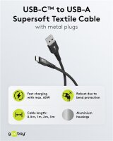 USB-C™ auf USB-A Textilkabel 3 m – supersoft,...