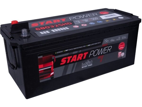 intAct Start-Power Truck 68032SHD – LKW-Starterbatterie 12V 180Ah 1000A (EN), Vibration Resistance V3