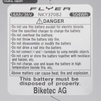 Panasonic E-Bike Akku NKY370B2 - 36 Volt 14Ah für Flyer Deluxe