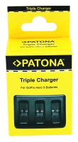 PATONA Triple Ladegerät für GoPro Hero 8 / 7 / 6 / 5 – 3-fach Power für deine Abenteuer