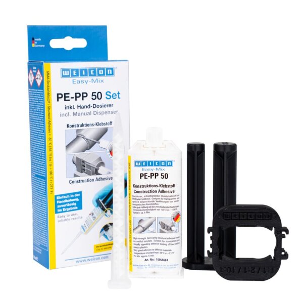 WEICON Easy-Mix PE-PP 50 – Konstruktionsklebstoff für PE, PP und TPE - 50ml (Set)
