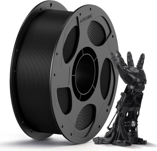 ANYCUBIC PLA Filament 1,75 mm Schwarz, 1 kg, mit intelligenter Identifikation (Chip), vakuumverpackt, präzise Wicklung, PLA-Standardfilament