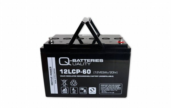 Q-Batteries 12LCP-60 - 12 Volt 63Ah Pb - Blei Akku Zyklentyp AGM - Deep Cycle VRLA
