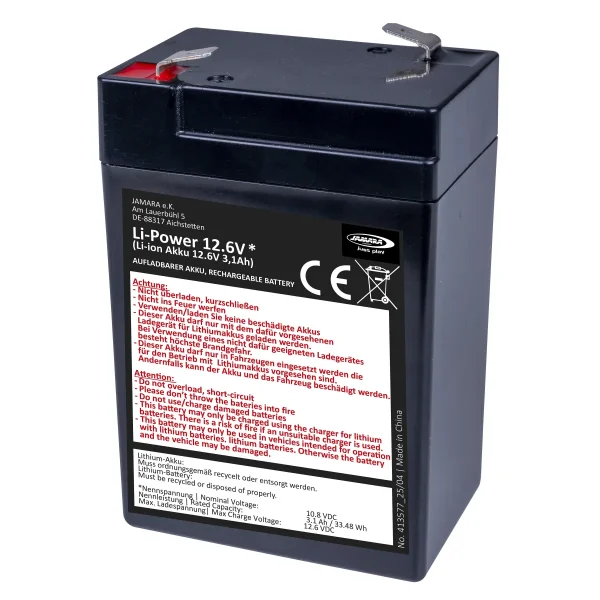Jamara Akku Ride‑On Li‑Power 12.6 – Li‑Ion 10,8 V 3,1 Ah (33,48 Wh)