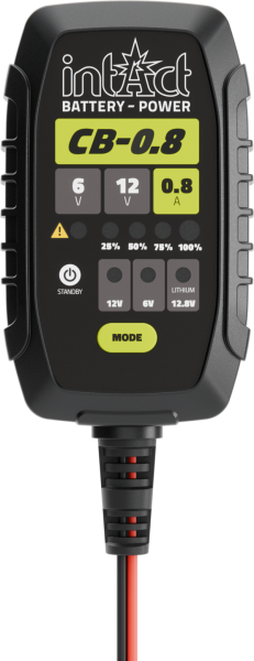 intAct ChargeBox 0.8 – kompaktes Ladegerät für 6V- und 12V-Motoradbatterien