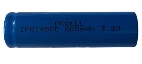 PKCELL - IFR14500 - Mignon AA / 14500 / 14505 - 3,2 Volt 600mAh LiFePO4 - Flat Top ohne Lötfahne [Ableiter]