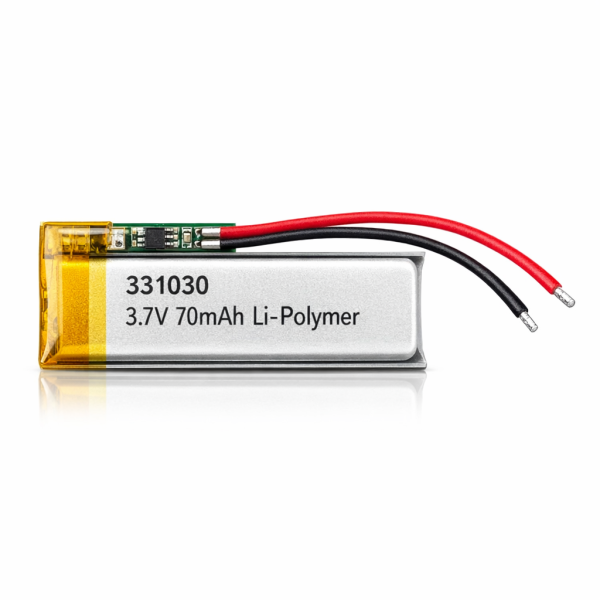 Einzelzelle - 331030 - 3,7 Volt 70mAh Li-Polymer Akku mit PCB und Ableiter