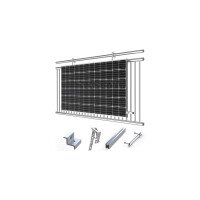 Befestigungskonstruktion für Solarpanel Montage an Balkongeländer, 10°-30° - eckig für alle Solarmodulgrößen