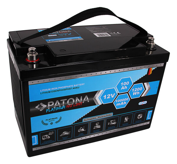 PATONA Platinum LiFePO4 Akku 12 Volt 100Ah 1200Wh 100.000mAh