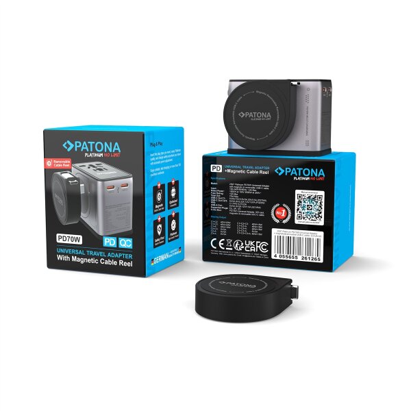 PATONA PD70W Universal Reiseadapter | 3x USB‑C & USB‑A weltweit