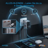 PATONA PD70W Universal Reiseadapter | 3x USB‑C & USB‑A weltweit