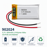 Einzelzelle - 902024 - 3,7 Volt 400mAh Li-Polymer Akku...