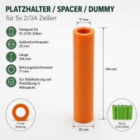 Platzhalter / Spacer / Dummy für 5x 2/3A Zellen -...