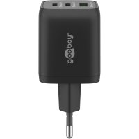 65W USB-C Schnellladegerät Set mit 1m USB-C Textilkabel | 2x USB-C PD + USB-A QC 3.0 | 3-fach GaN Fast Charger
