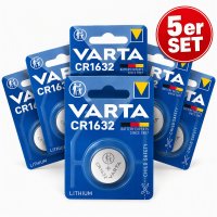 VARTA CR1632 Lithium Knopfzelle 3 Volt 135mAh | 5er Set...