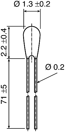 Epcos - B57550G1103F000 - Thermistor NTC - 10kO / 10 kOhm, 7s, Toleranz ±1%, 32mW, 1.3 x 2.2mm