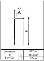 Sanyo - UR18500L - 3,7 Volt 1260mAh Li-Ion - EOL