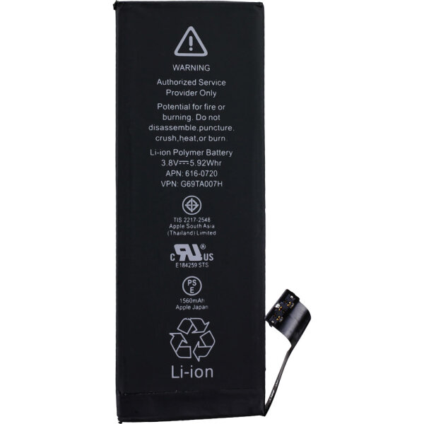 Ersatzakku - Apple iPhone 5S / 616-0720 - 3,8 Volt 1560mAh Li-Ion